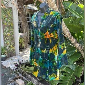 Kathmandu imports, tie-dye, velour or velvet full length hoodie